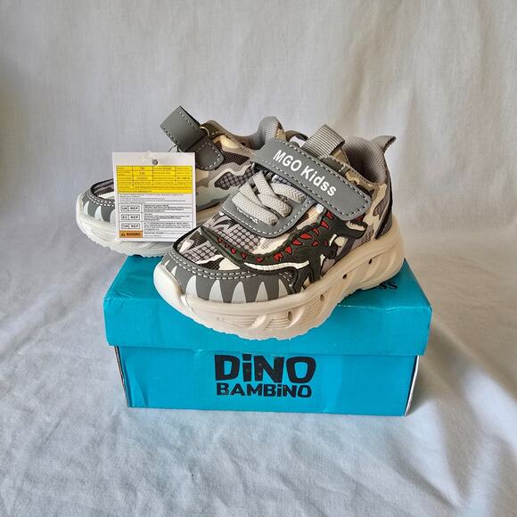 MGO Kidss Dino Bambino Shoes Toddler 5.5 (21) Gray White Light Up XP-1168156 NIB - Picture 9 of 13